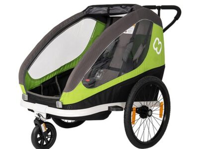 Hamax Traveller Bike Trailer for 2 Kids, incl. drawbar and buggy wheel - black/grey