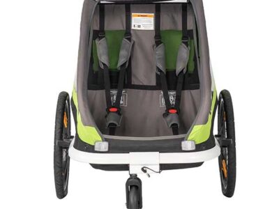 Remorque hamax traveller Bike Trailer for 2 Kids, incl. drawbar and buggy wheel - green/grey